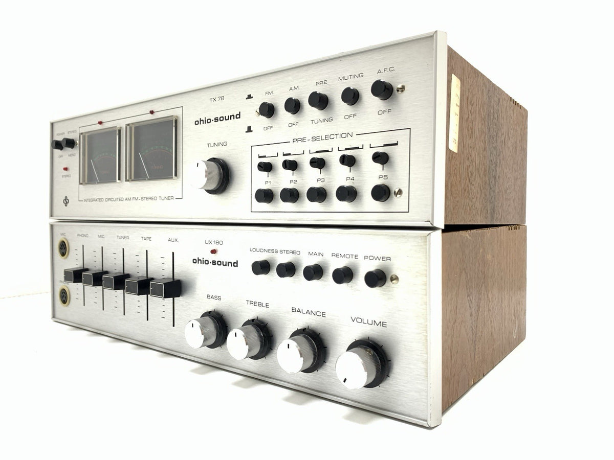Ohio-Sound UX 180 Amplifier & TX 78 Tuner Rare 1970s Vintage Hi-Fi Set Good Look