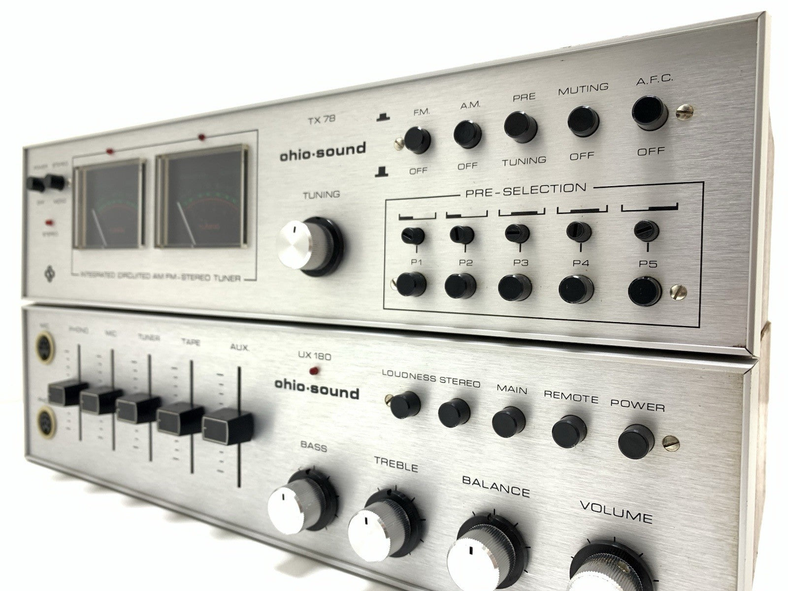 Ohio-Sound UX 180 Amplifier & TX 78 Tuner Rare 1970s Vintage Hi-Fi Set Good Look