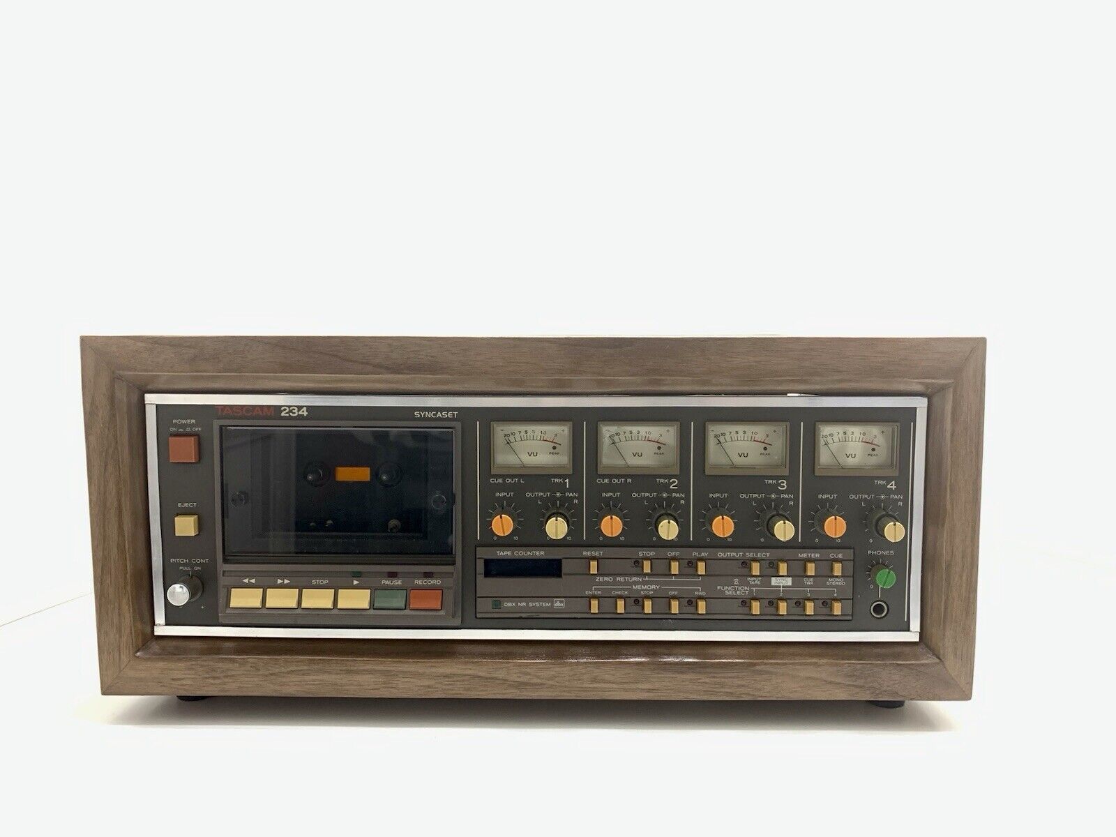 TASCAM 234 Multitrack 4 Channel Cassette Deck Vintage Wood Box WORK Good Look