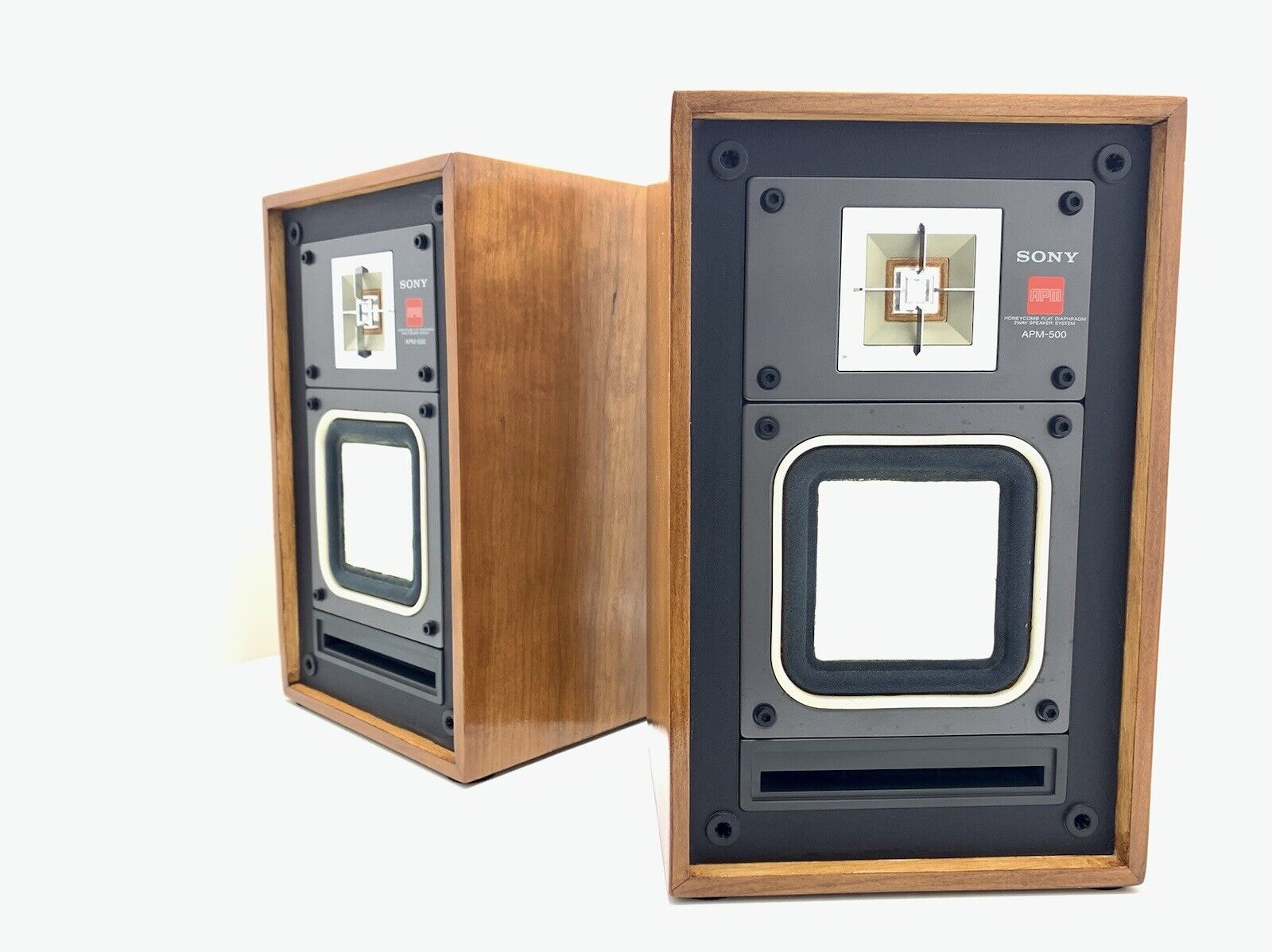 SONY APM 500 Speaker 2 Way System 50 Watts Vintage NEW WOOD BOX Good Look