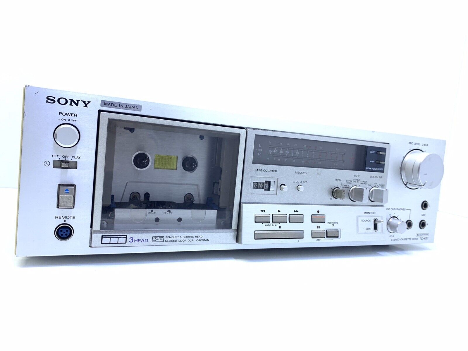 SONY TC-K71 Tape Deck Cassette Vintage 1980 3 Head Refurbished Hi End Good Look