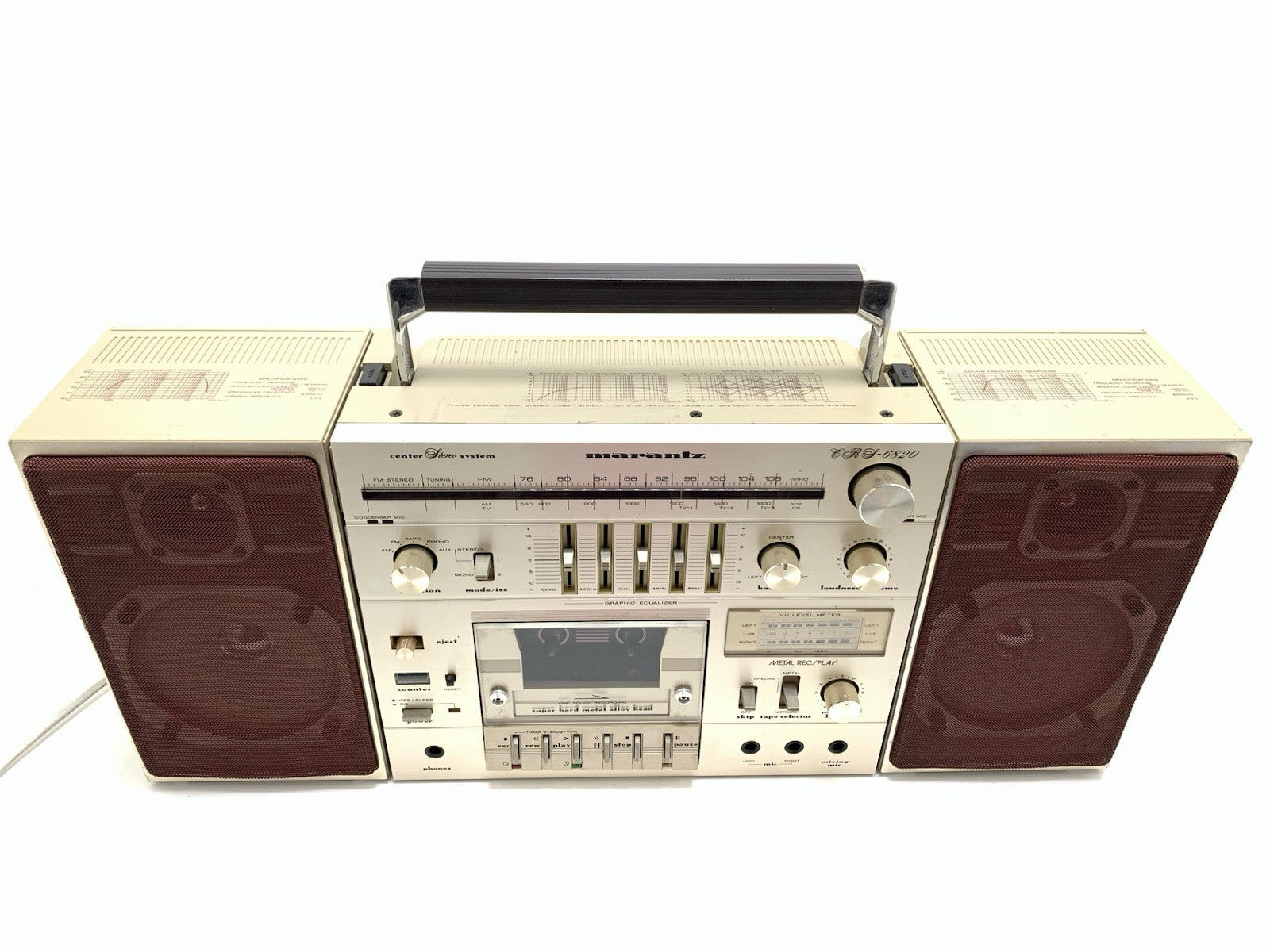 MARANTZ CRS 6820 RARE BOOMBOX STEREO Radio Cassette Vintage 1981 WORK Good Look