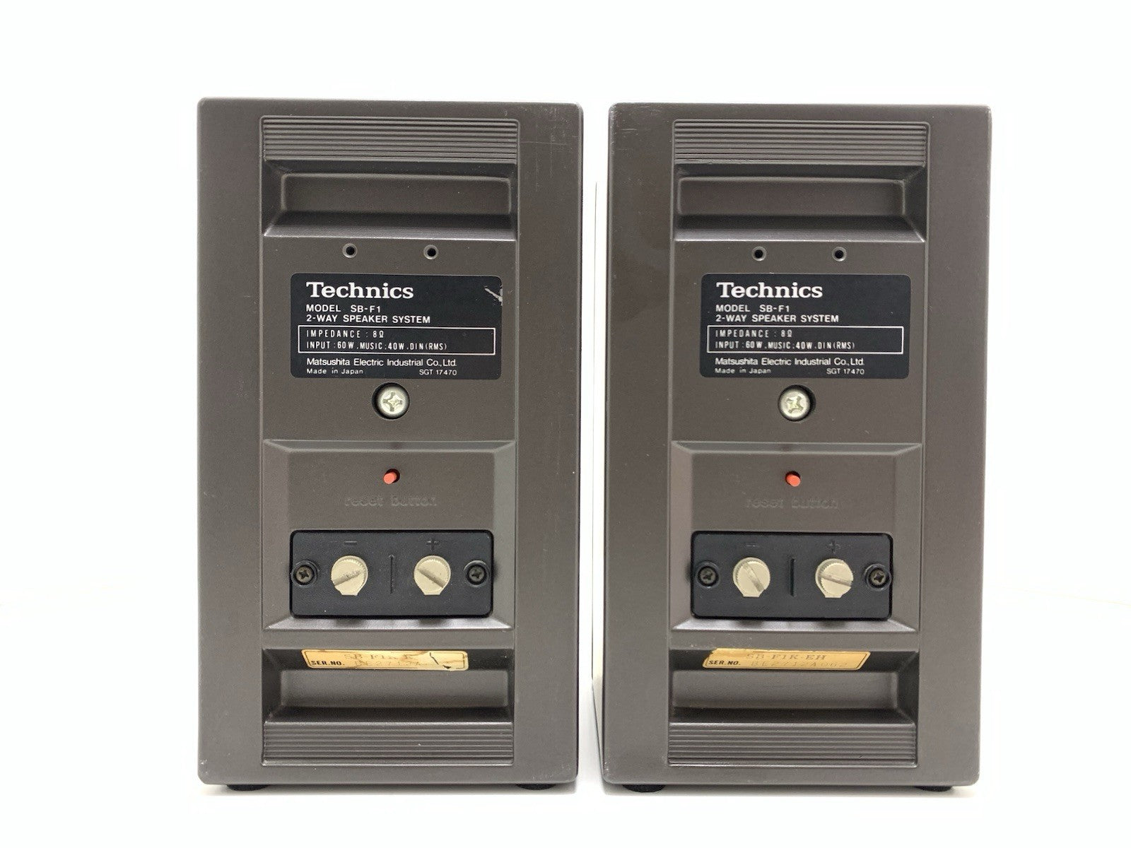 TECHNICS SB F1 Mini Speaker 2 Way System 40Watts RMS Vintage 1978 Work Good Look