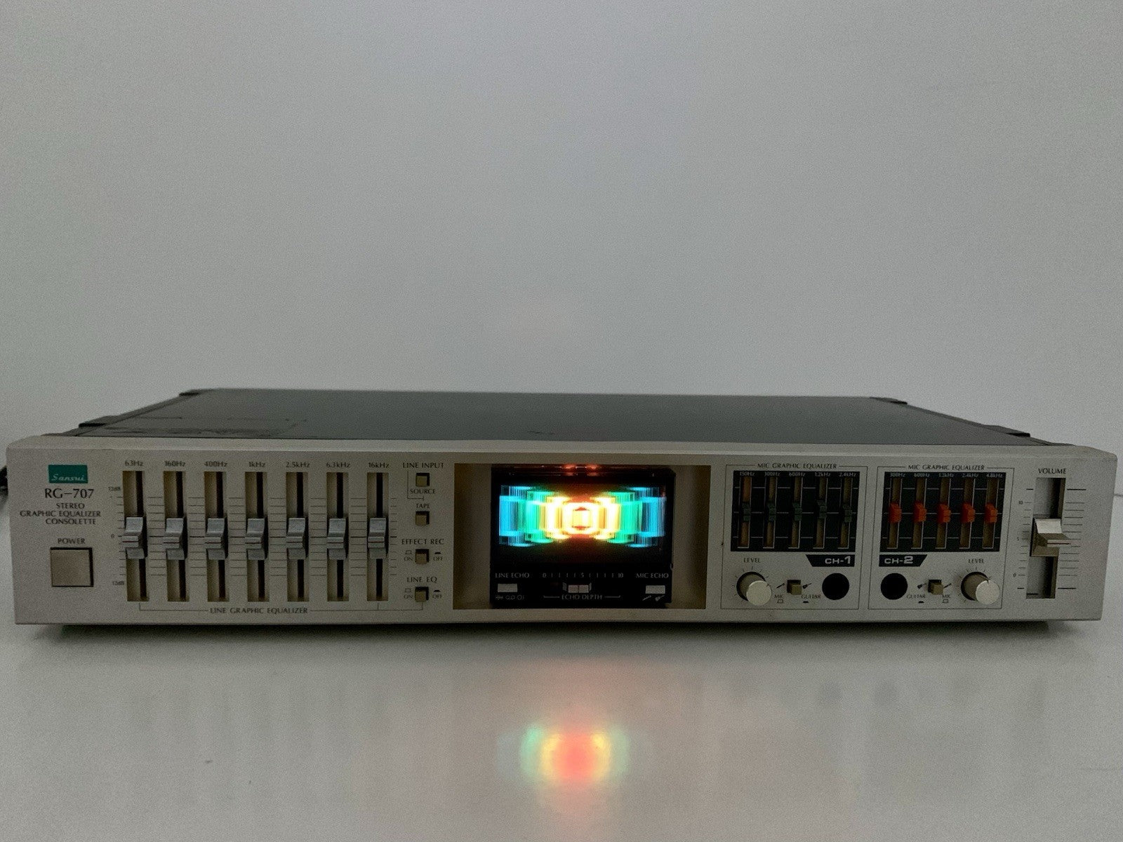 Sansui RG-707 Stereo Graphic Equalizer Consolette Vintage 1983 Work Good Look