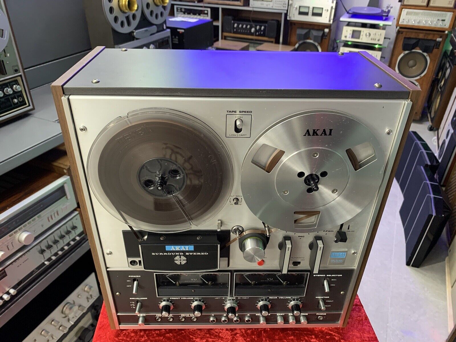 AKAI 1800SS Reel to Reel + 8 Track 4 Channel 7" Tape Vintage 1972 WORK Good Look