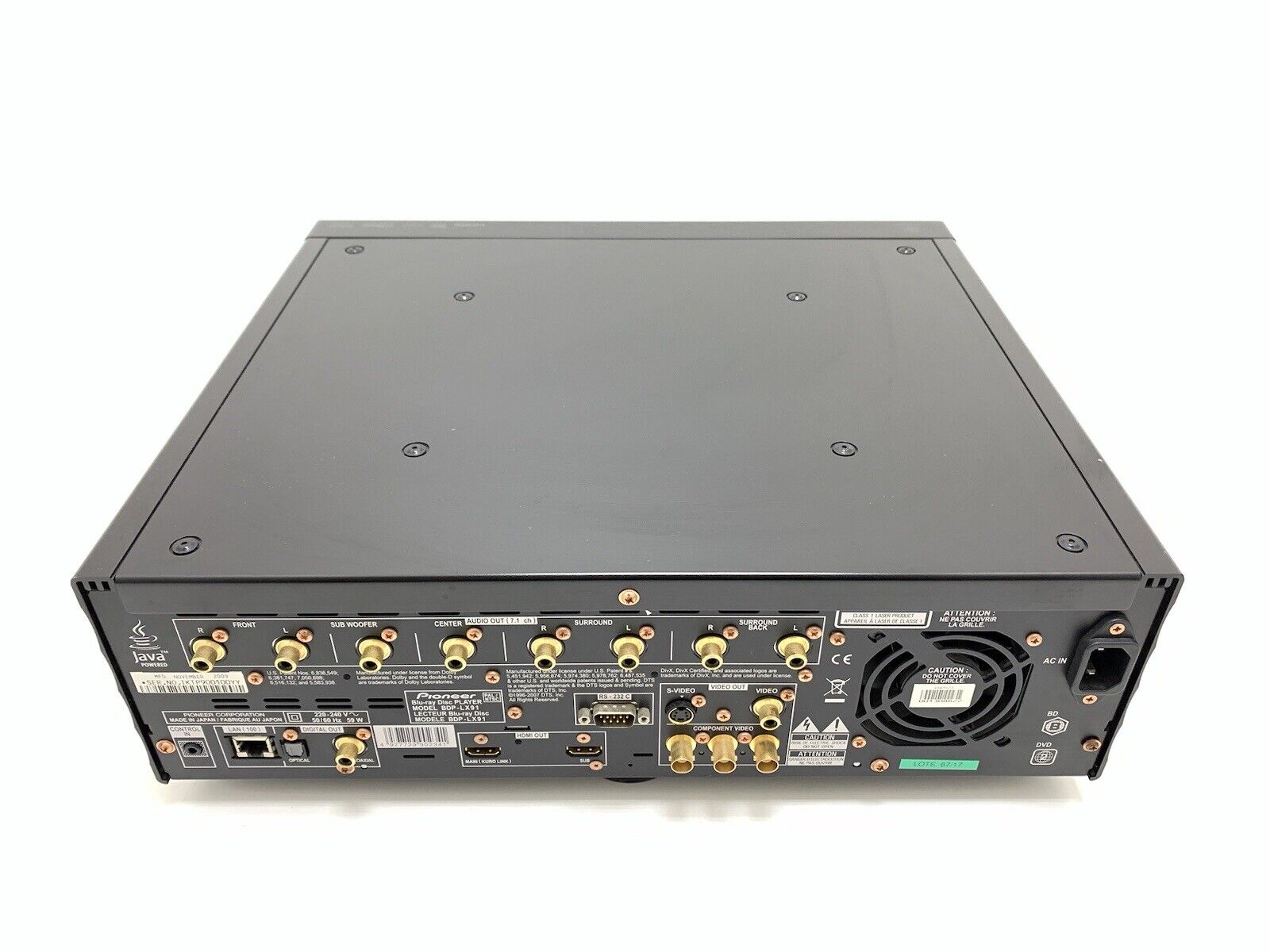 PIONEER BDP-LX91 Blu-Ray CD DVD Compact Disc Player with REMOTE WORK Good Look