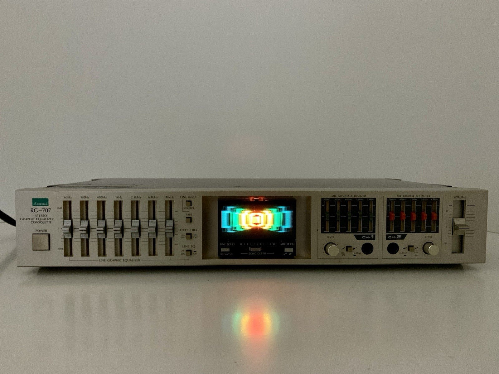 Sansui RG-707 Stereo Graphic Equalizer Consolette Vintage 1983 Work Good Look