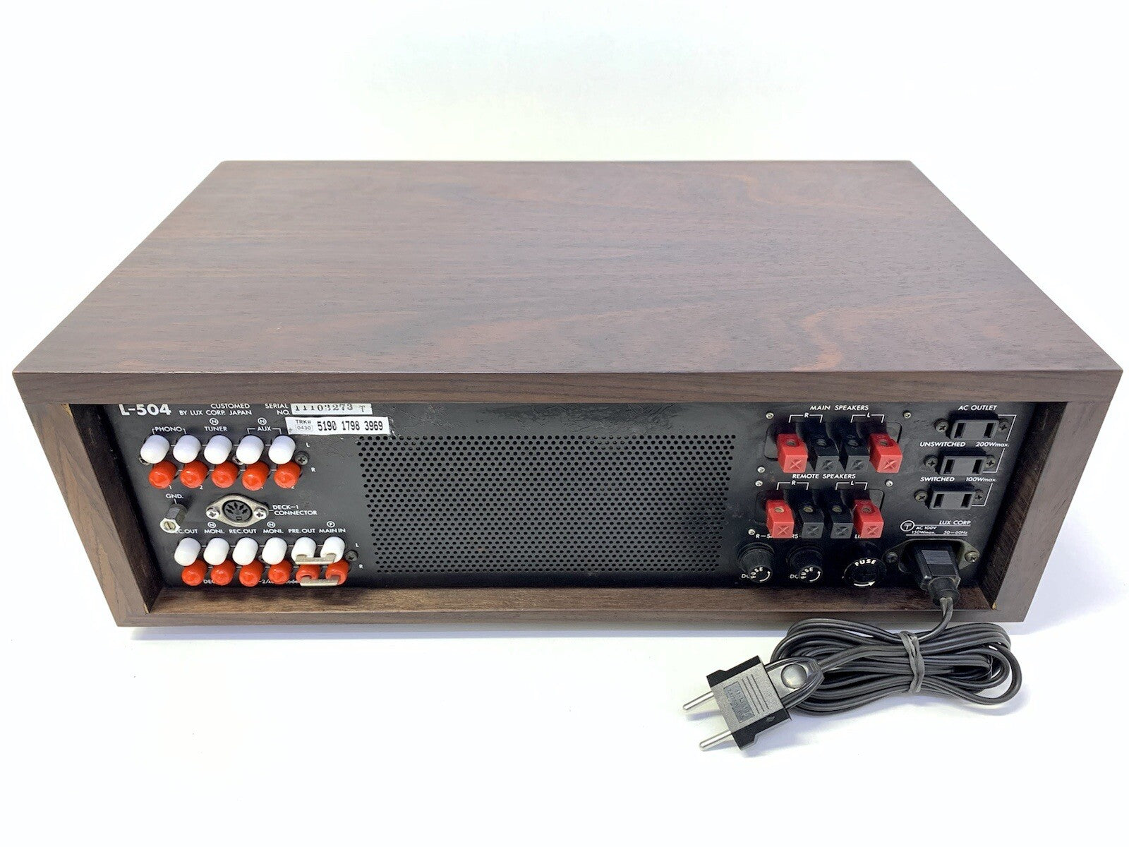 Luxman L-504 Integrated Stereo Amplifier 70Watts RMS Vintage 1973 Work Good Look