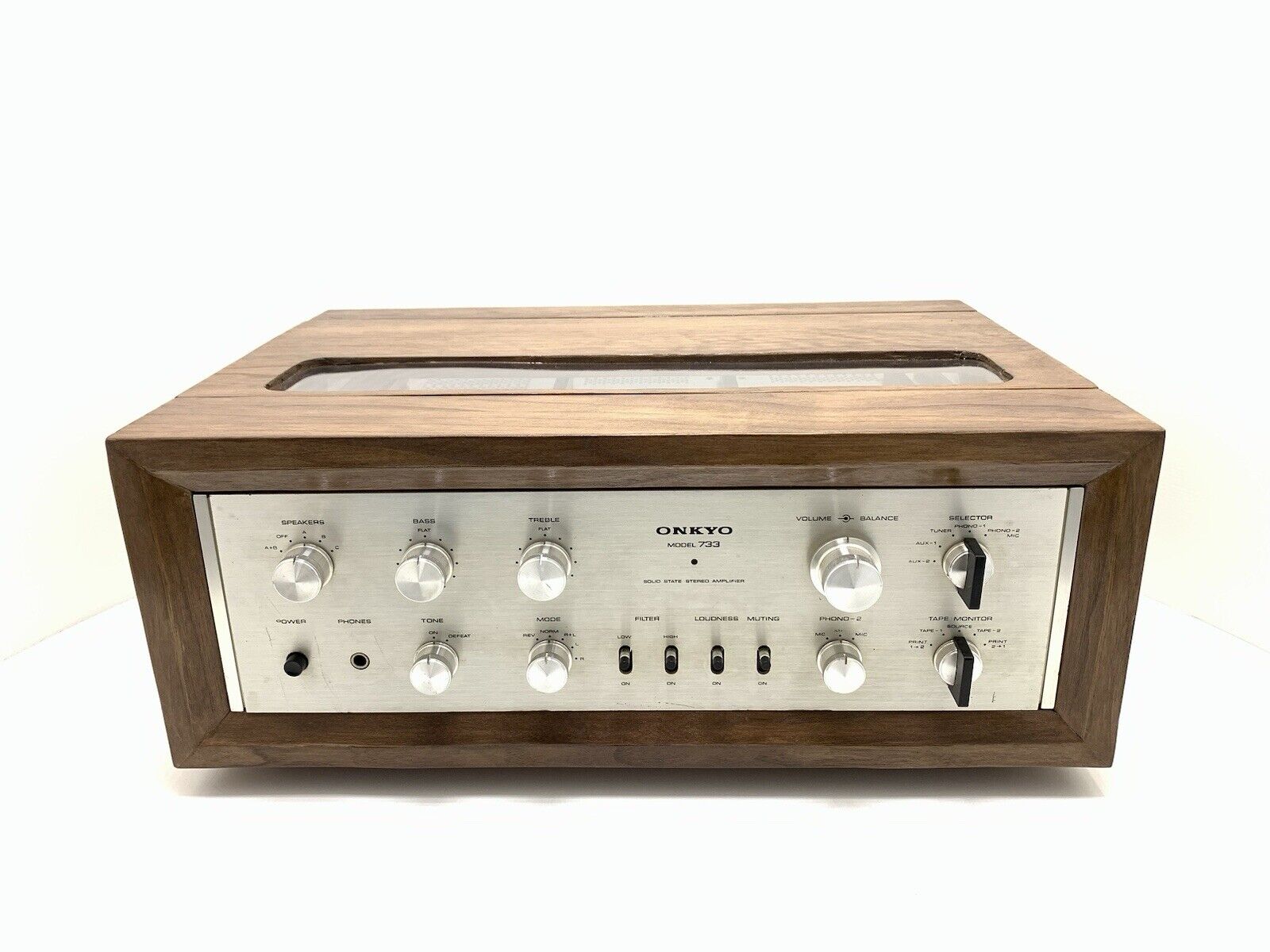 ONKYO INTEGRA 733 Stereo Amplifier 34+34WRMS with WOOD BOX Vintage 1971 WORK NEW