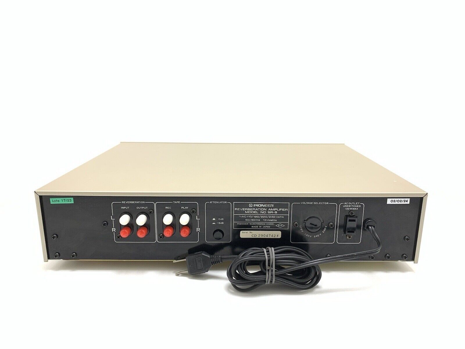 PIONEER Stereo REVERBERATION AMPLIFIER SR-9 Vintage 1982 WORK Perfect Good Look