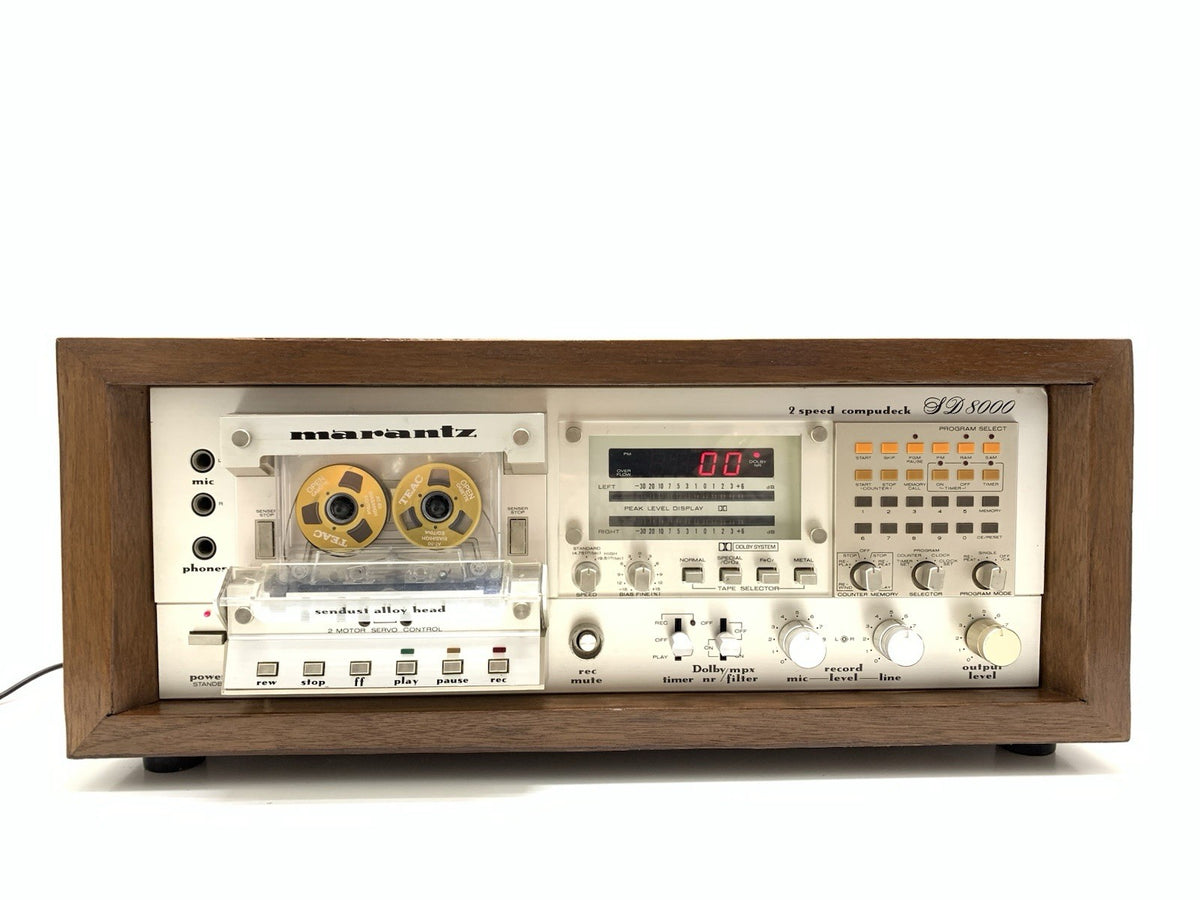 MARANTZ SD 8000 Stereo Cassette Tape Deck With WOOD BOX 2 Speeds WORK Good Look