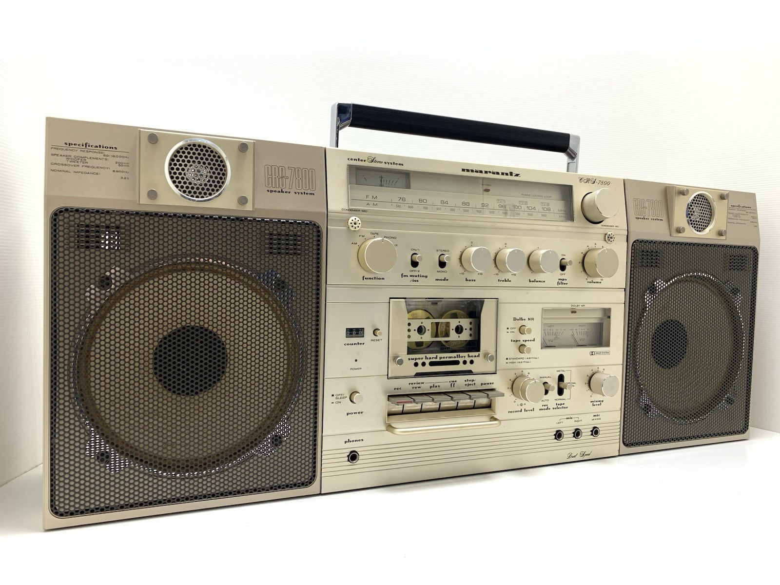 MARANTZ CRS 7800 BIG BOOMBOX STEREO Radio Cassette Vintage 1979 WORK Good Look