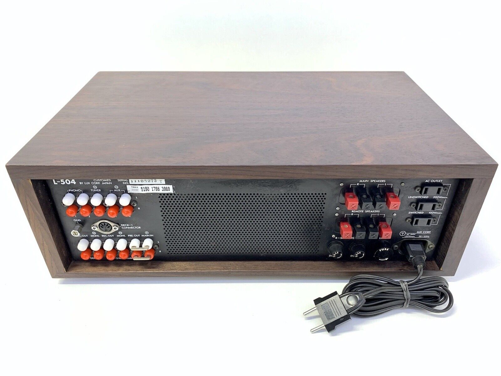 LUXMAN L-504 Integrated Stereo Amplifier 70Watts RMS Vintage 1973 Work Good Look