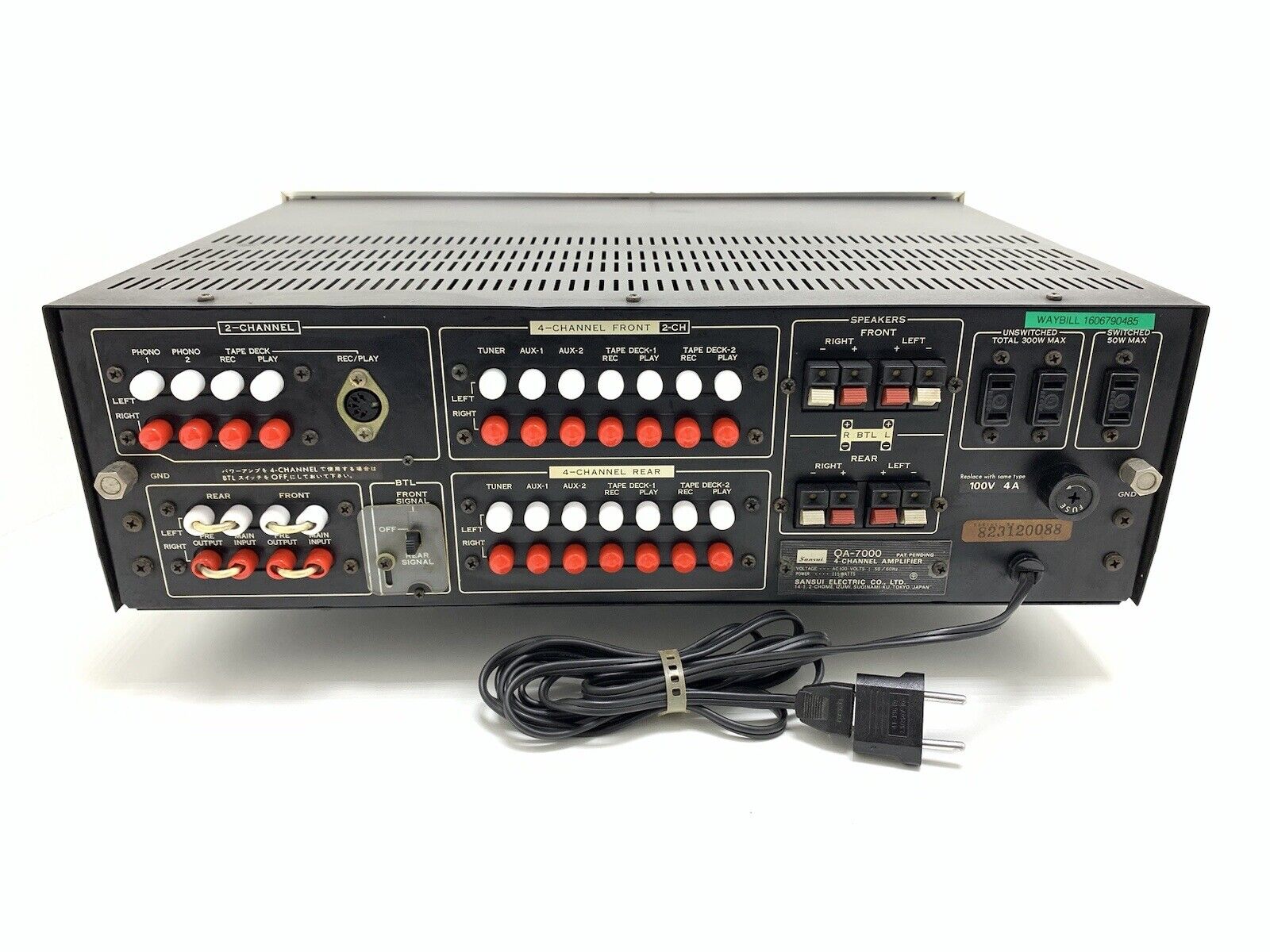 SANSUI QA-7000 Four 4 Channel Amplifier 80 Watts RMS Vintage 1973 WORK Good Look