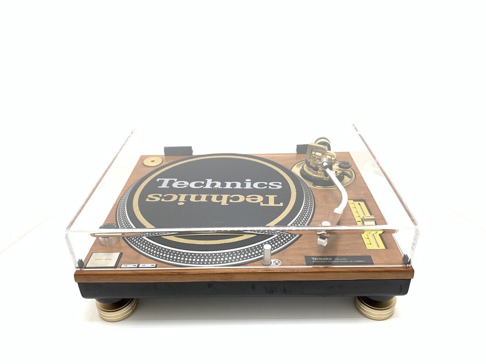 TECHNICS SL 1200 MK2 WOOD and GOLD Direct Drive Turntable Vintage WORK LIKE NEW
