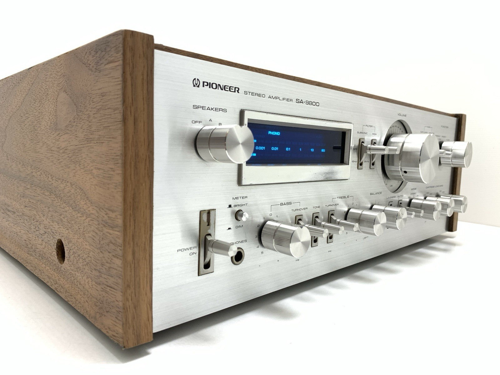 PIONEER SA 9800 + Wood Box Stereo Amplifier 100+100 W RMS Vintage 1979 Good Look