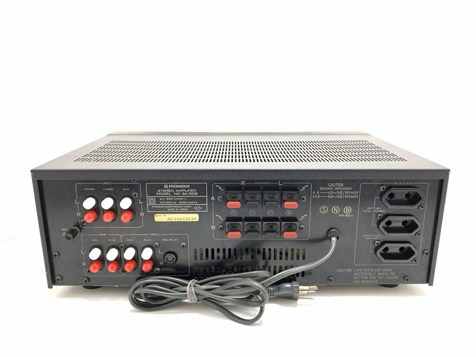 PIONEER SA 508 Stereo HiFi Amplifier 25+25 Watts RMS Vintage 1979 WORK GOOD LOOK