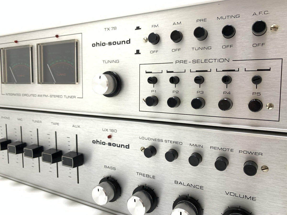 Ohio-Sound UX 180 Amplifier & TX 78 Tuner Rare 1970s Vintage Hi-Fi Set Good Look