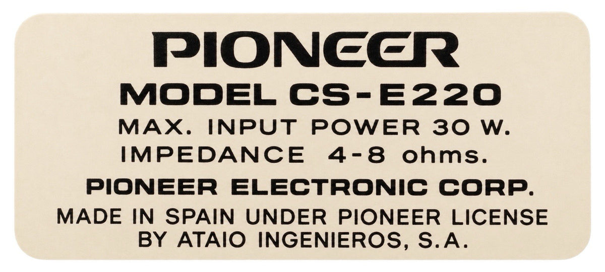 PIONEER CS E220 SPEAKERS 2 Way 30 Watts RMS Vintage 1974 Original WORK GOOD LOOK