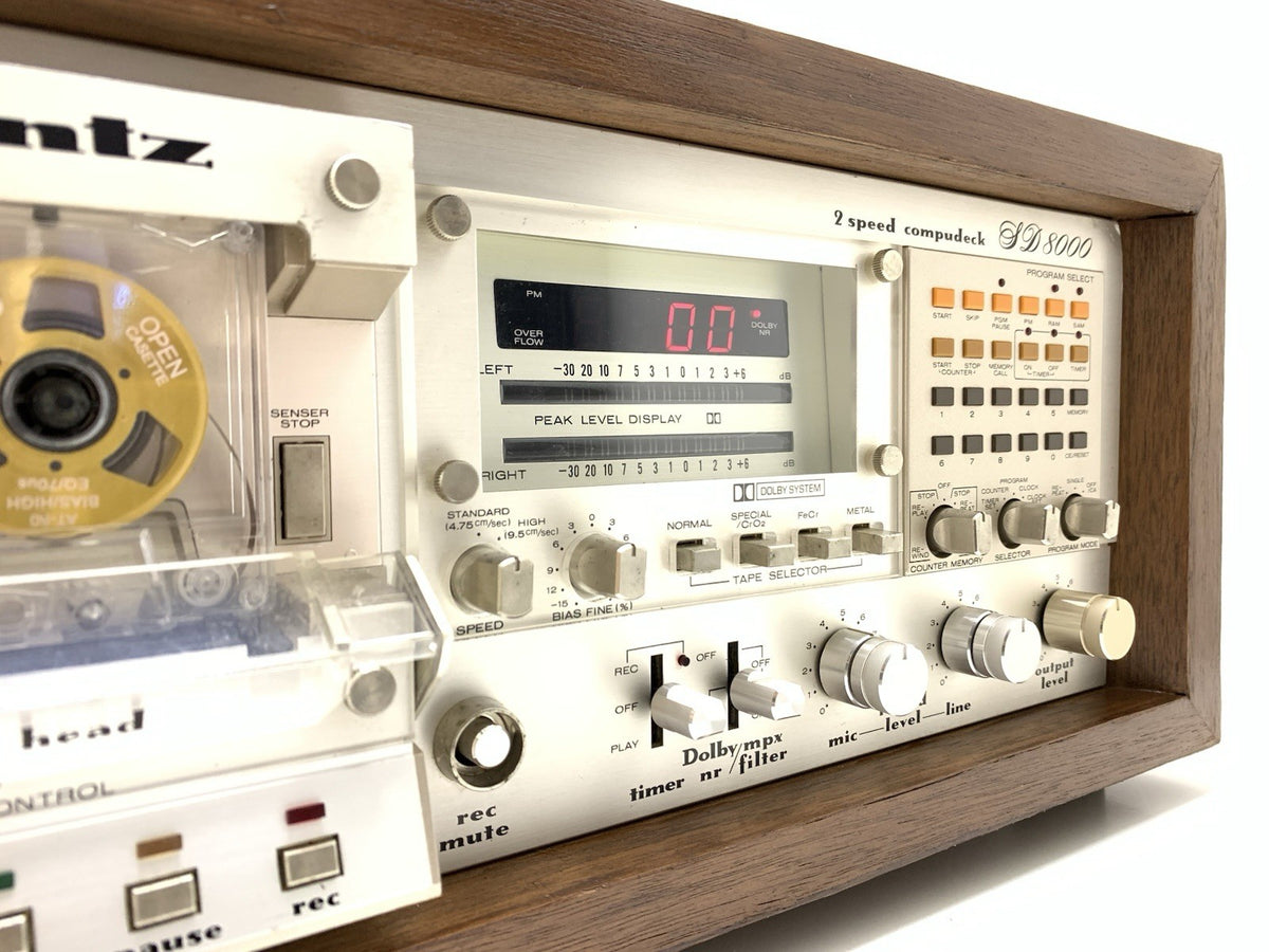 MARANTZ SD 8000 Stereo Cassette Tape Deck With WOOD BOX 2 Speeds WORK Good Look