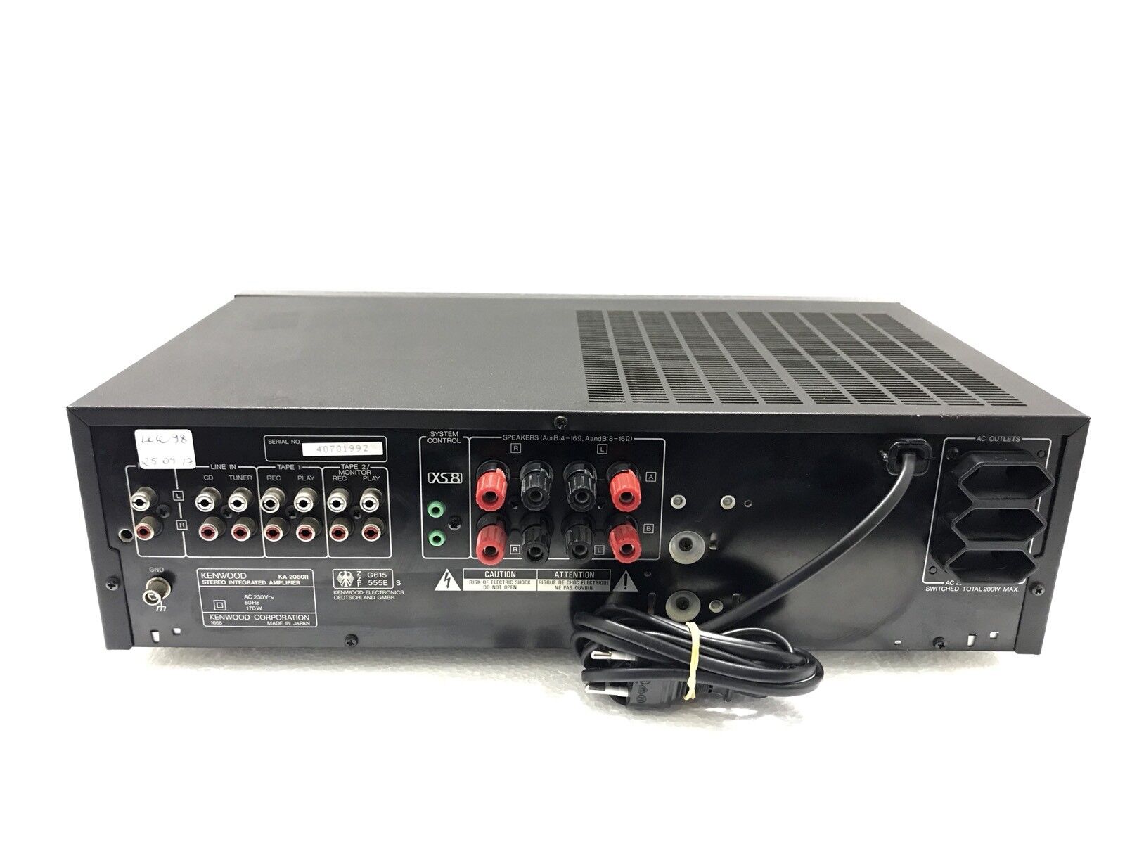 KENWOOD KA-2060R Stereo Amplifier 100 Watts RMS Remote Vintage 1994 Good Look