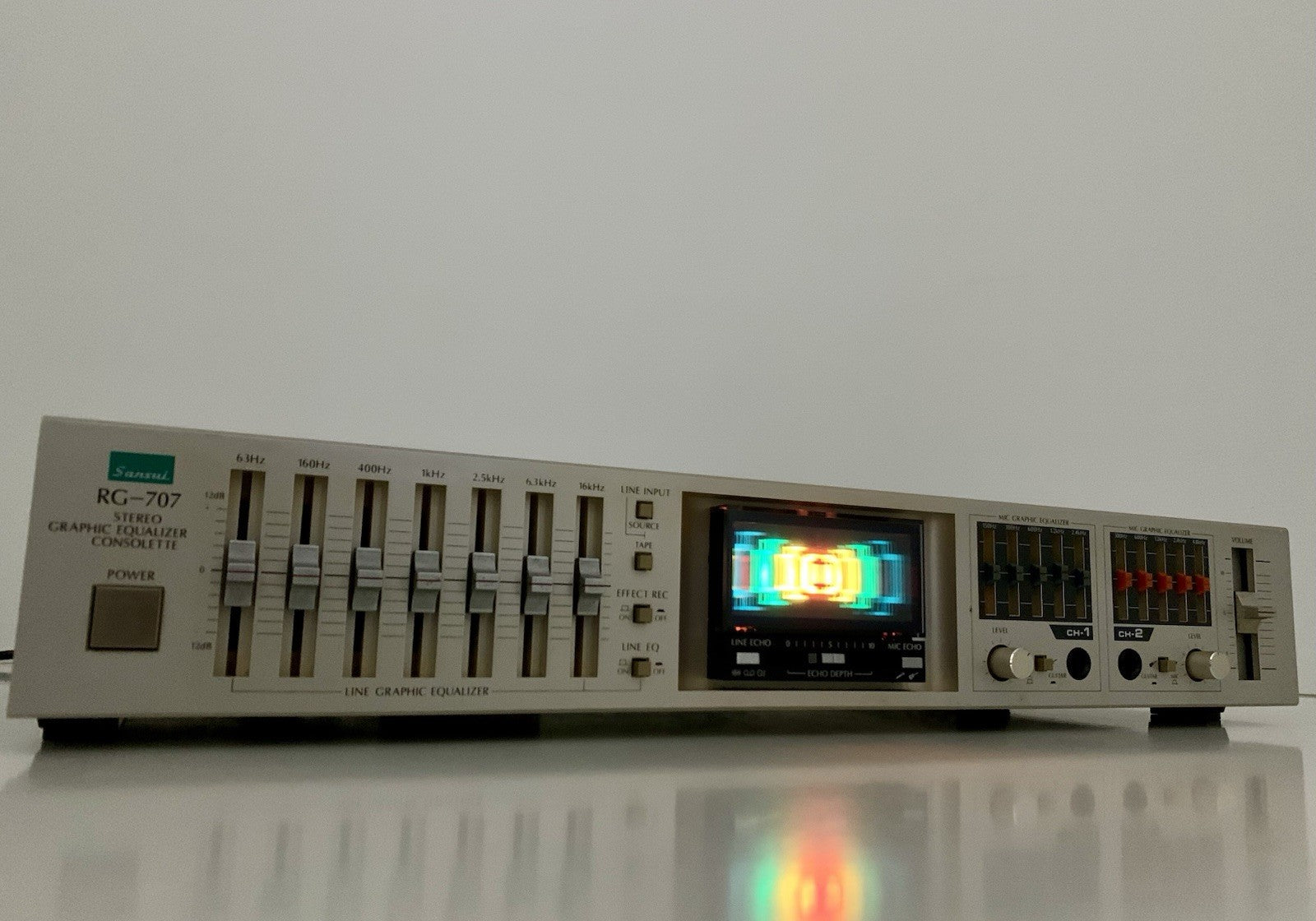 Sansui RG-707 Stereo Graphic Equalizer Consolette Vintage 1983 Work Good Look