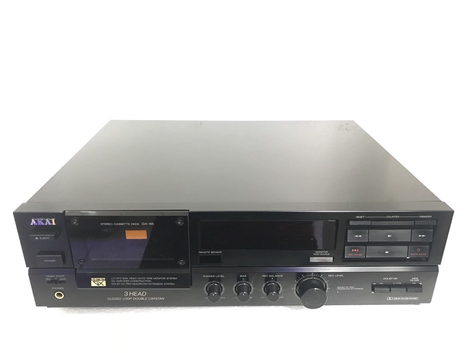 AKAI  GX-65 Stereo Cassette Deck 3 Head Vintage 1990 Refurbished WORK Good Look