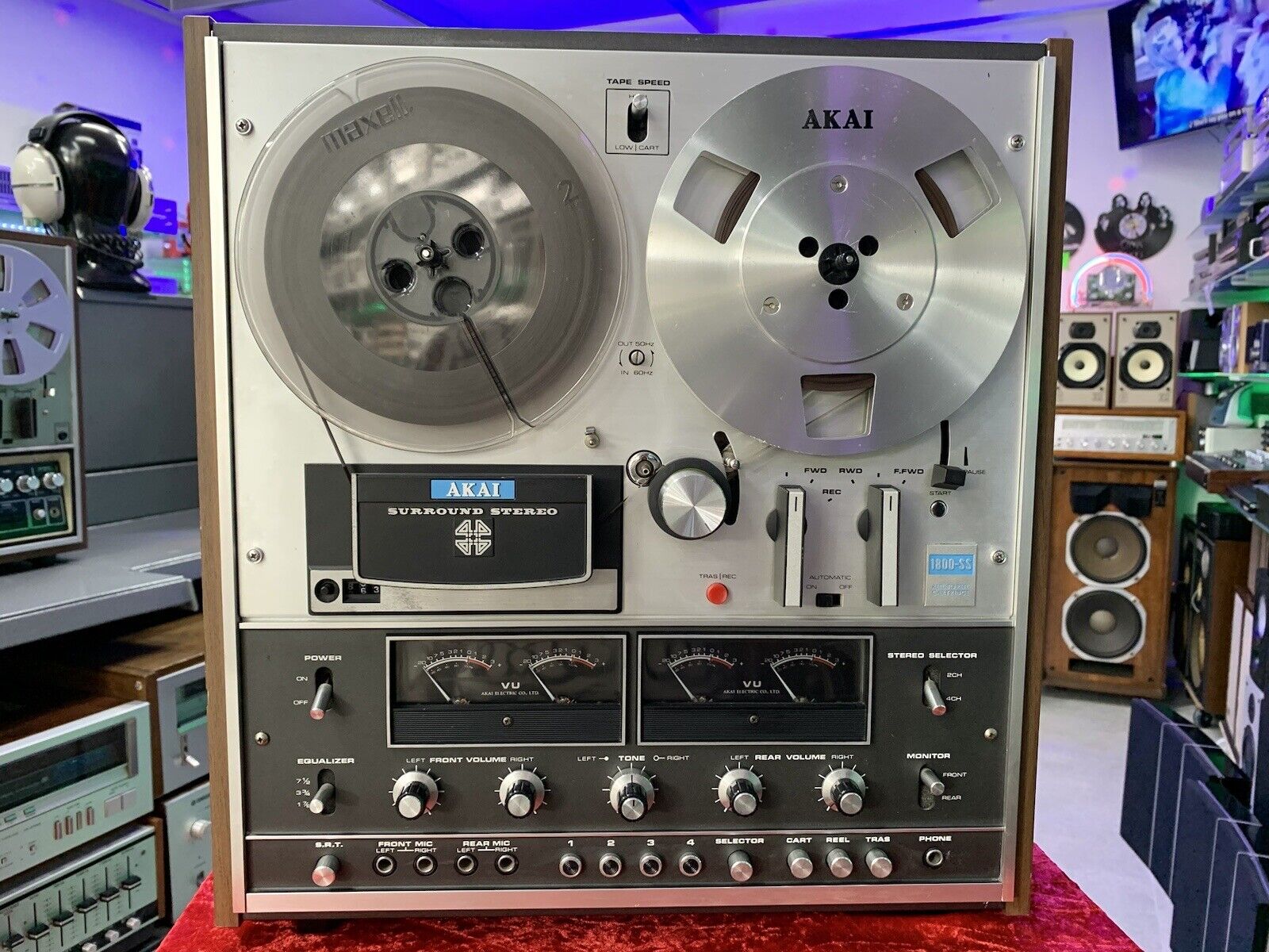 AKAI 1800SS Reel to Reel + 8 Track 4 Channel 7" Tape Vintage 1972 WORK Good Look