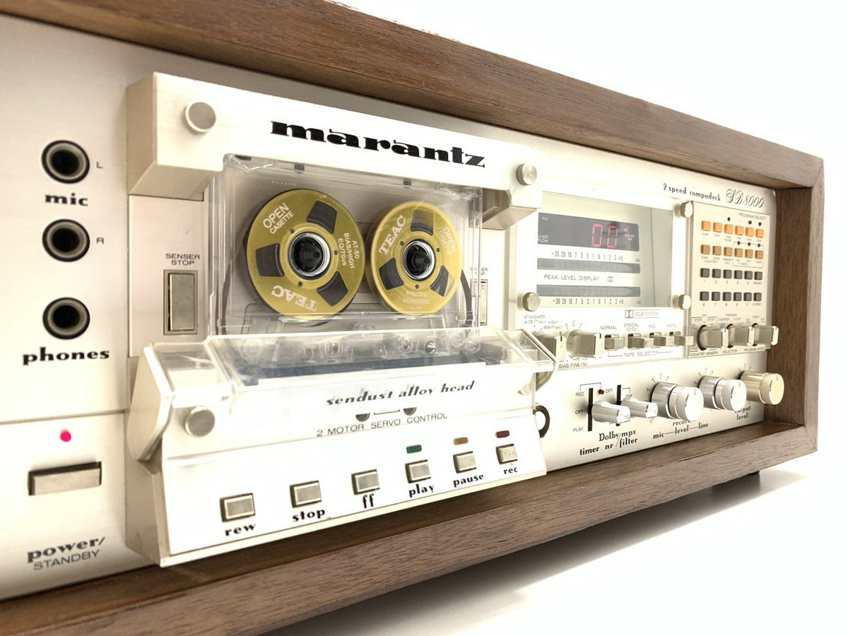 MARANTZ SD 8000 Stereo Cassette Tape Deck With WOOD BOX 2 Speeds WORK Good Look