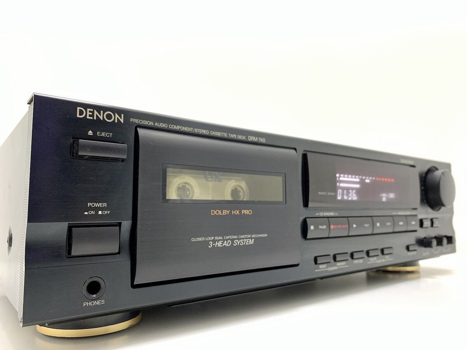 DENON DRM-740 Stereo Cassette Tape Deck 3 Head Vintage 1995 HiEnd WORK Good Look