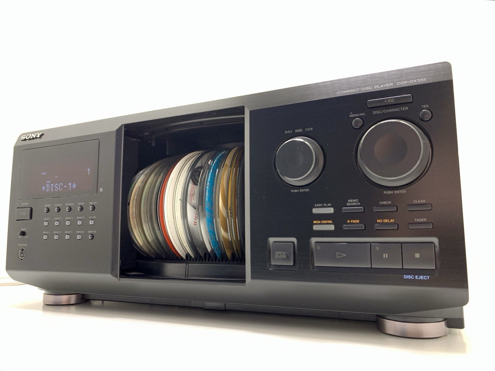 SONY CDP CX355 MegaStorage 300 CD Compact Disc Changer Vintage WORK Good Look