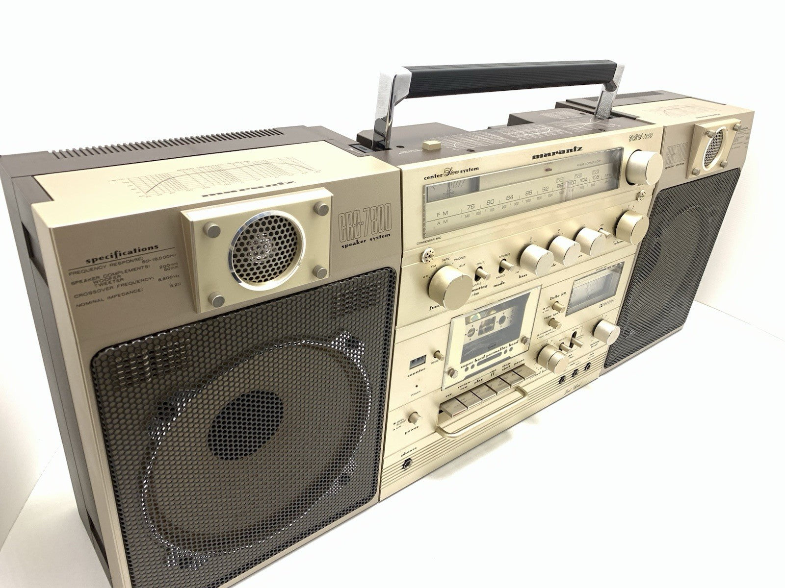 MARANTZ CRS 7800 BIG BOOMBOX STEREO Radio Cassette Vintage 1979 WORK Good Look