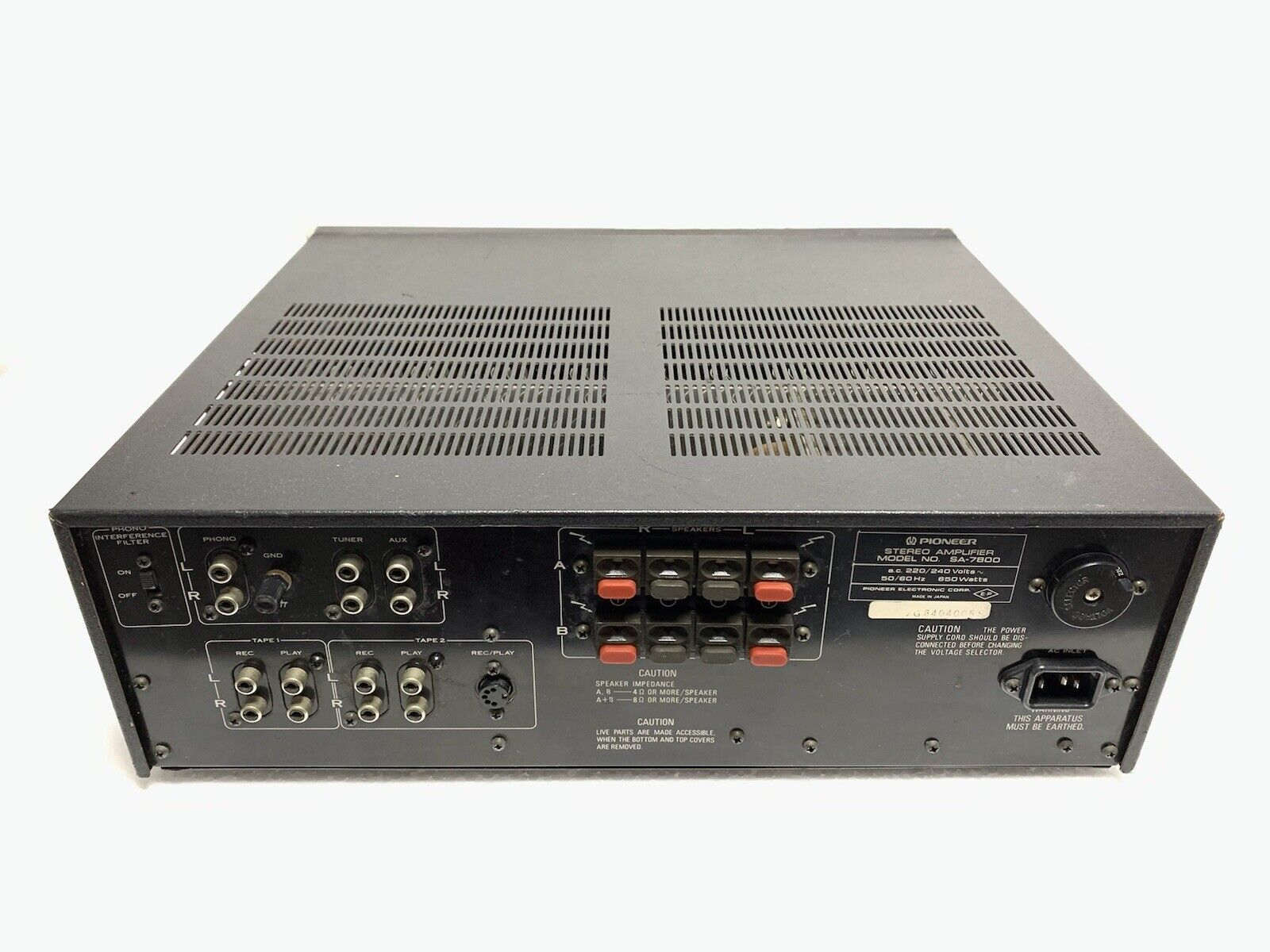 PIONEER SA-7800 Stereo Amplifier 130 Watts RMS Blue Line Vintage 1979 Good Look