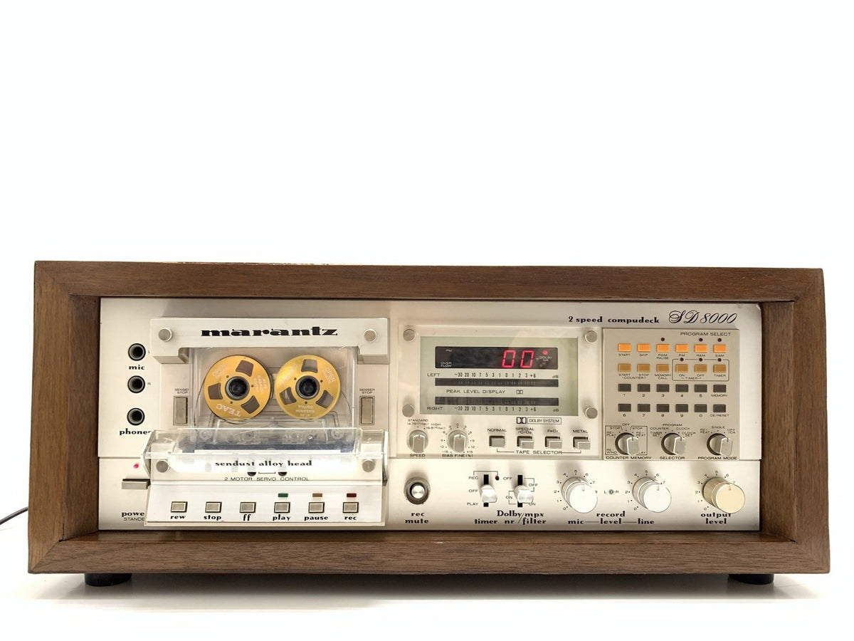 MARANTZ SD 8000 Stereo Cassette Tape Deck With WOOD BOX 2 Speeds WORK Good Look