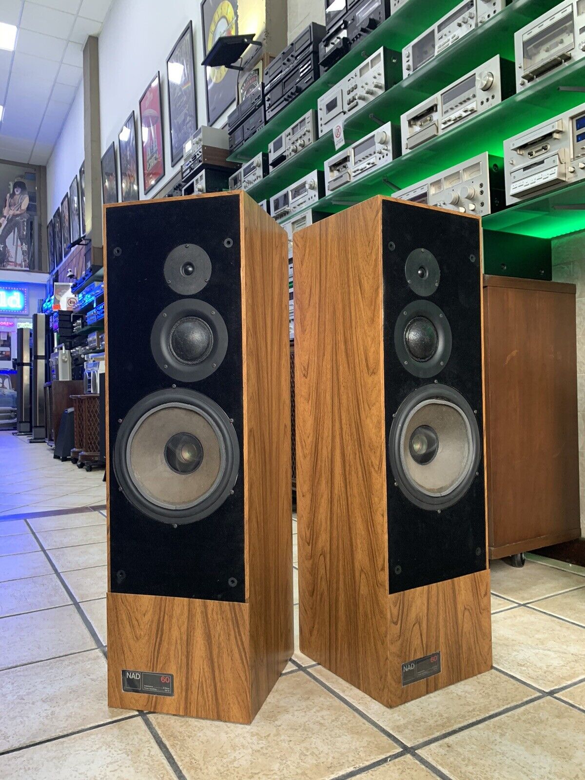 NAD 60 Very Rare Original Speakers 3 Way 150 W RMS Vintage Refurbished Good Look