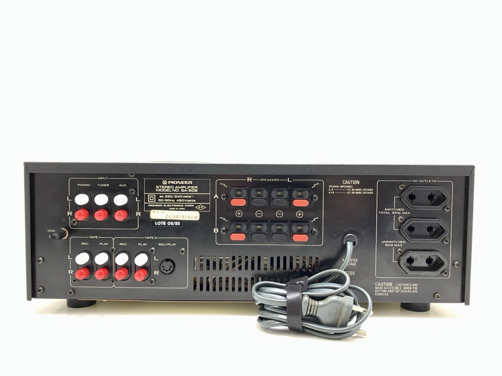 PIONEER SA 608 Stereo Amplifier 2X 45Watts RMS Vintage 1979 Hi Fi