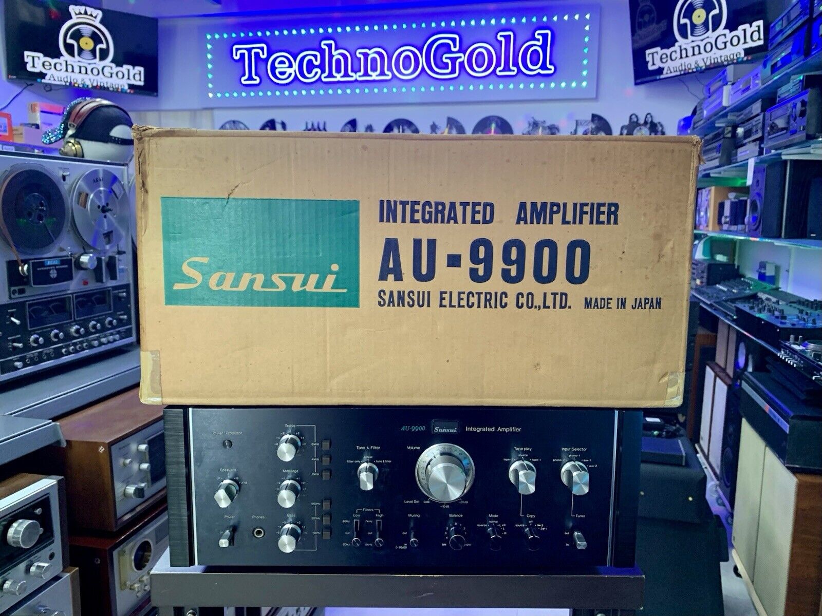 SANSUI AU-9900 Stereo Amplifier 80+80 Watts RMS + Original BOX Vintage GOOD LOOK
