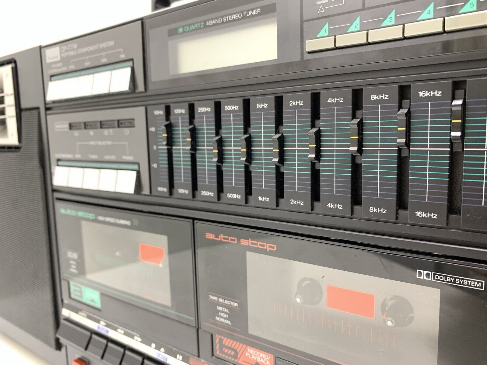 SANSUI CP 77W BOOMBOX STEREO Radio Doble Cassette Vintage 1980 WORK Good Look