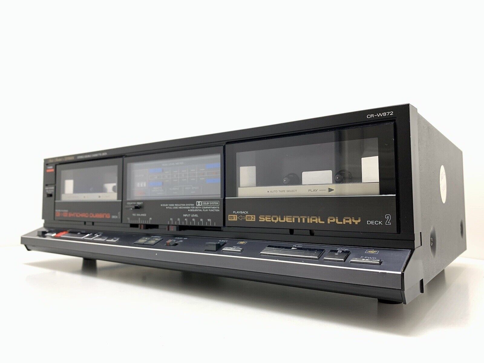 FISHER CR-W872 Metal Tape Deck Doble Cassette Vintage 1986 Refurbished Good Look