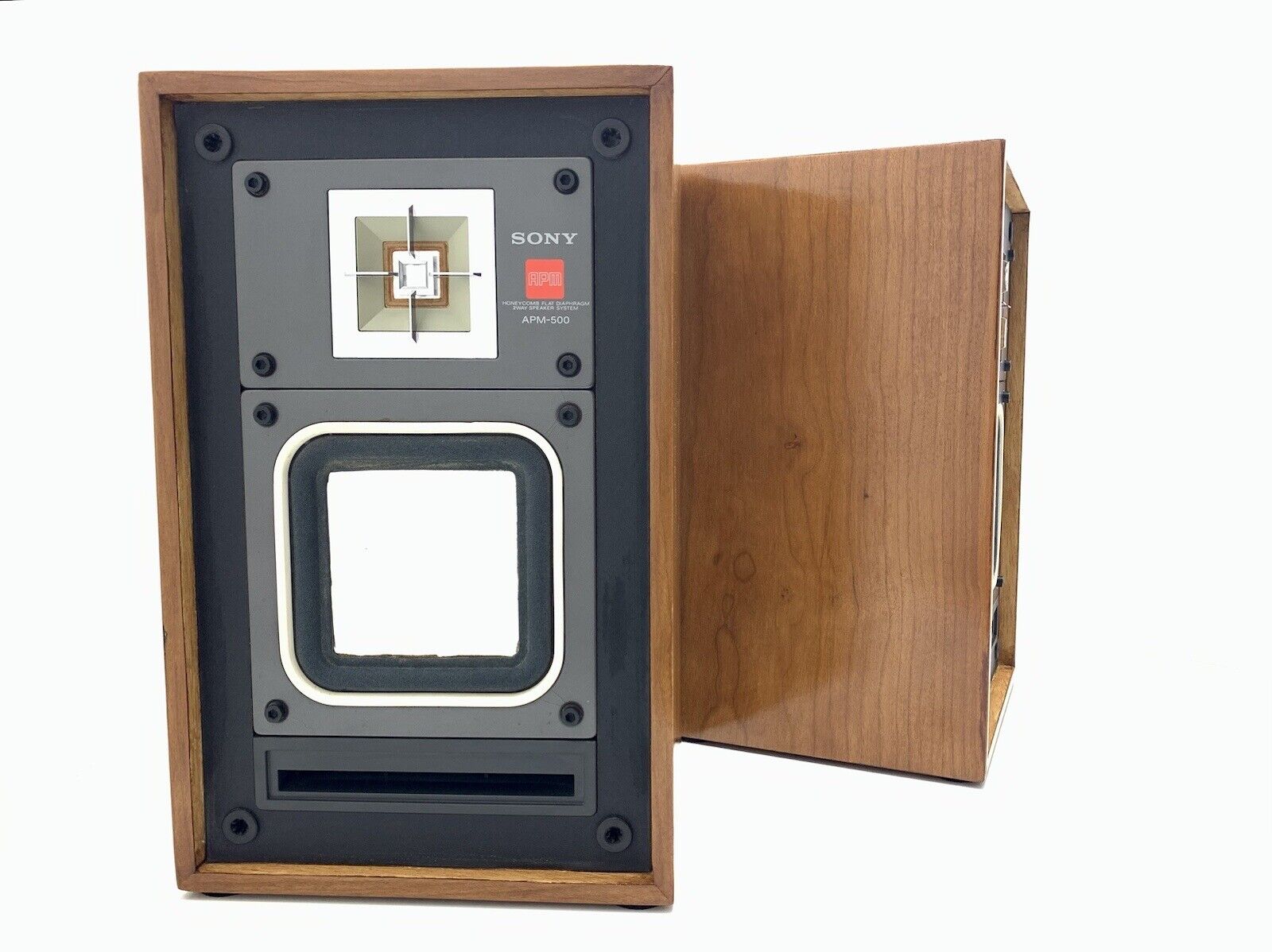 SONY APM 500 Speaker 2 Way System 50 Watts Vintage NEW WOOD BOX Good Look