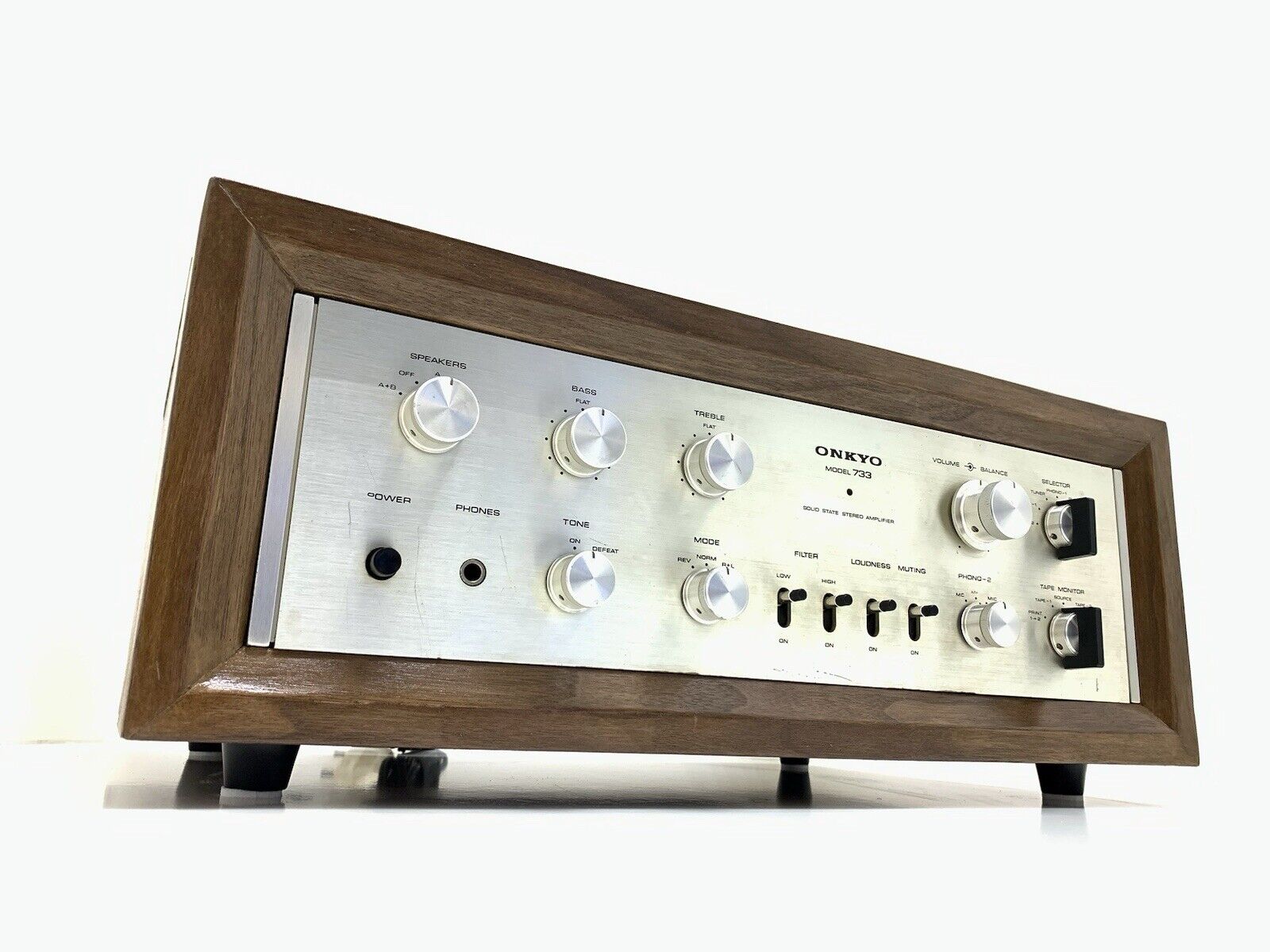 ONKYO INTEGRA 733 Stereo Amplifier 34+34WRMS with WOOD BOX Vintage 1971 WORK NEW