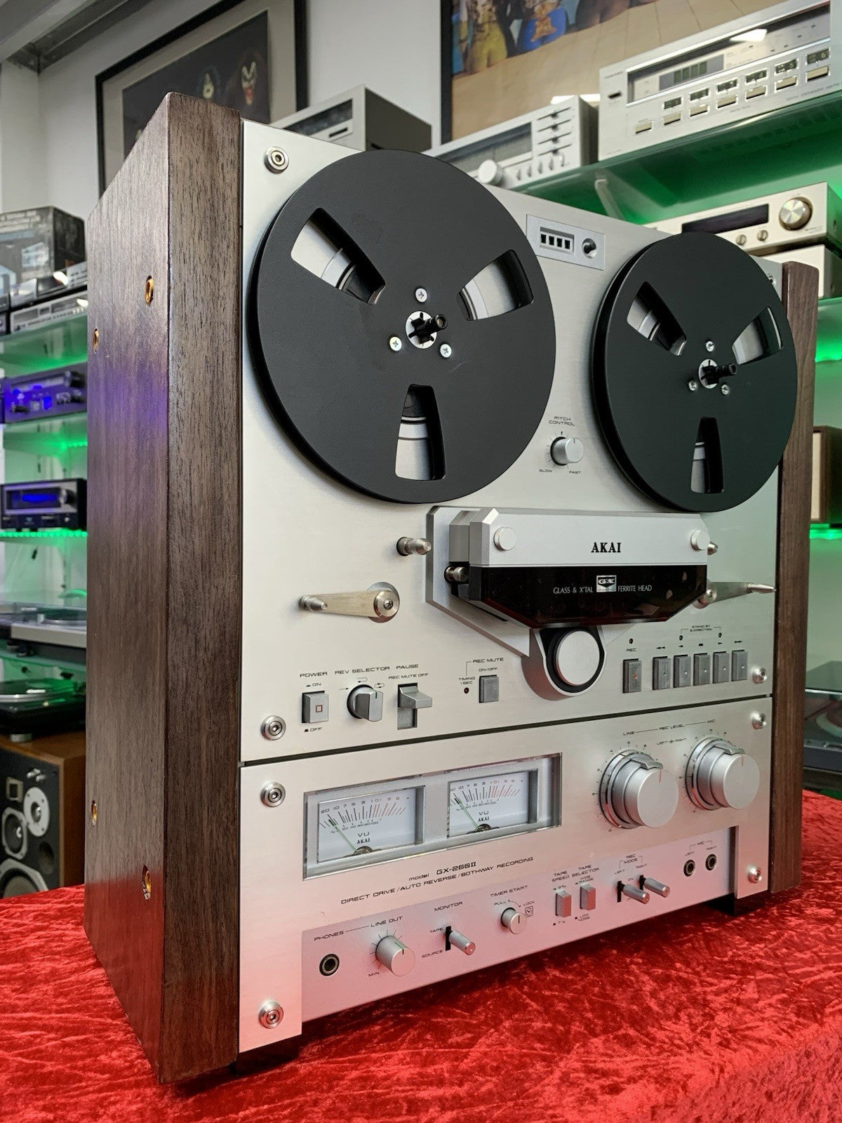 AKAI GX 266 II Open Reel Tape 4 Track 6 Heads Vintage Auto Reverse WORK GoodLook