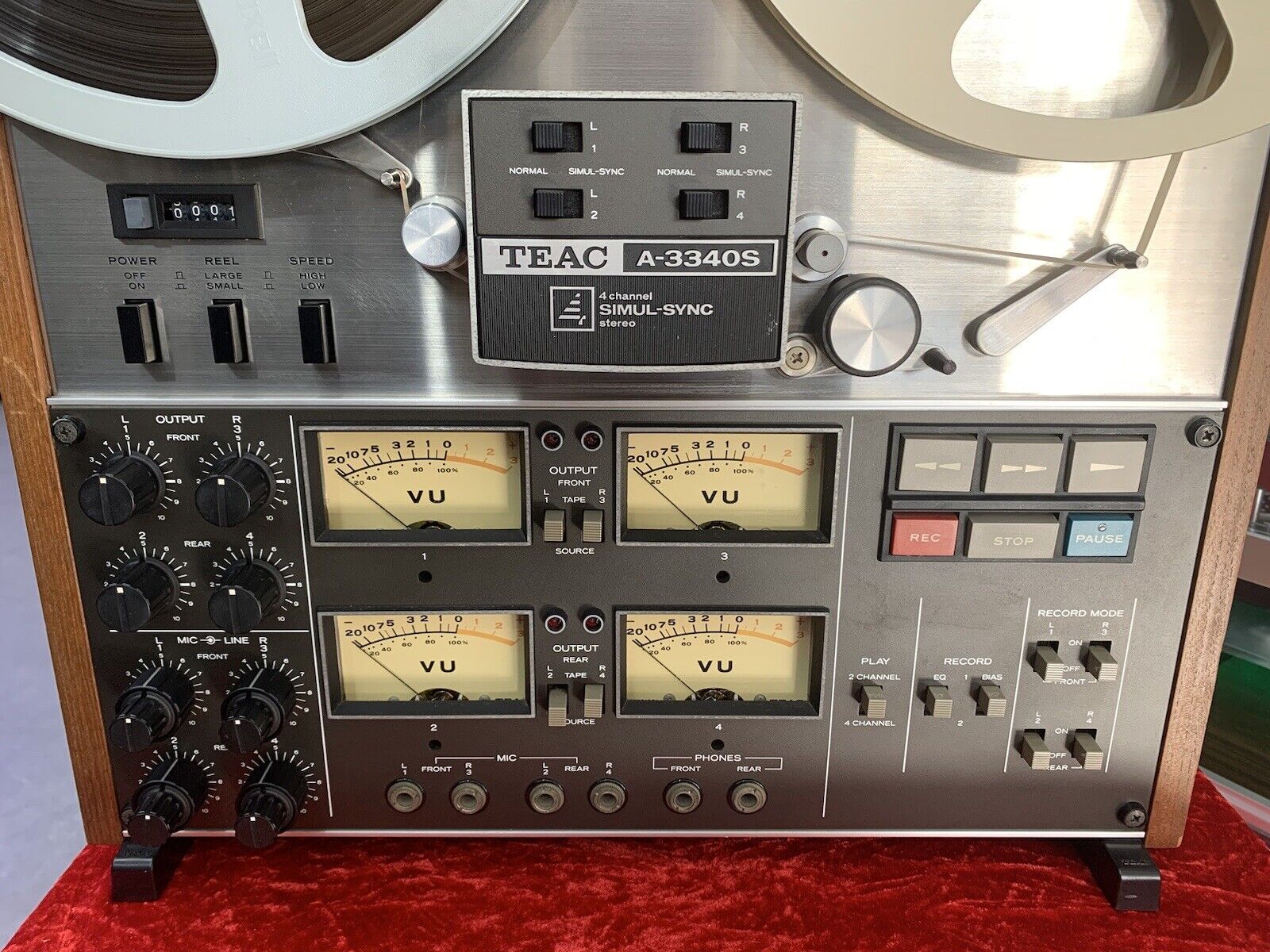 TEAC A-3340S 4 Channel Simul-Sync Reel to Reel 10" Tape Vintage WORK Good Look