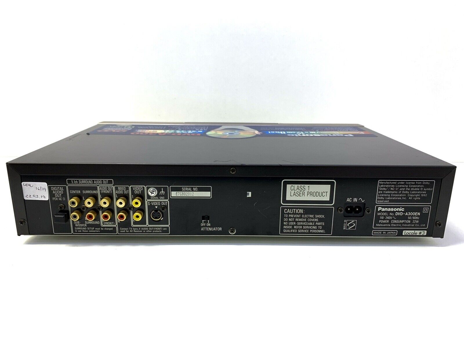 PANASONIC DVD A300 CD/CD-RW/Video CD/MP3 Hi End Vintage Remote Karaoke Good Look
