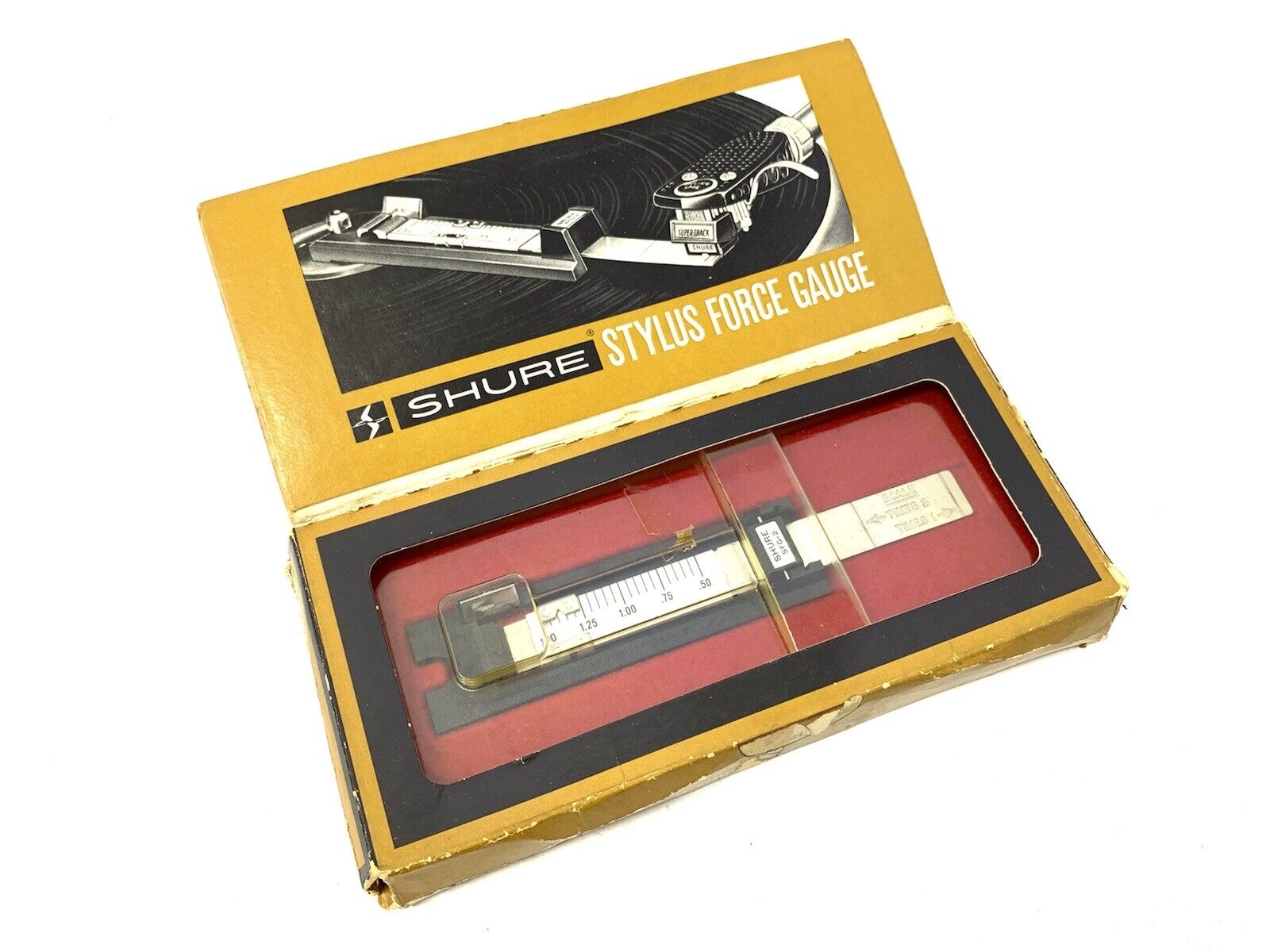 SHURE MODEL SFG-2 PRECISION STYLUS FORCE GAUGE Original BOX Vintage Good Look