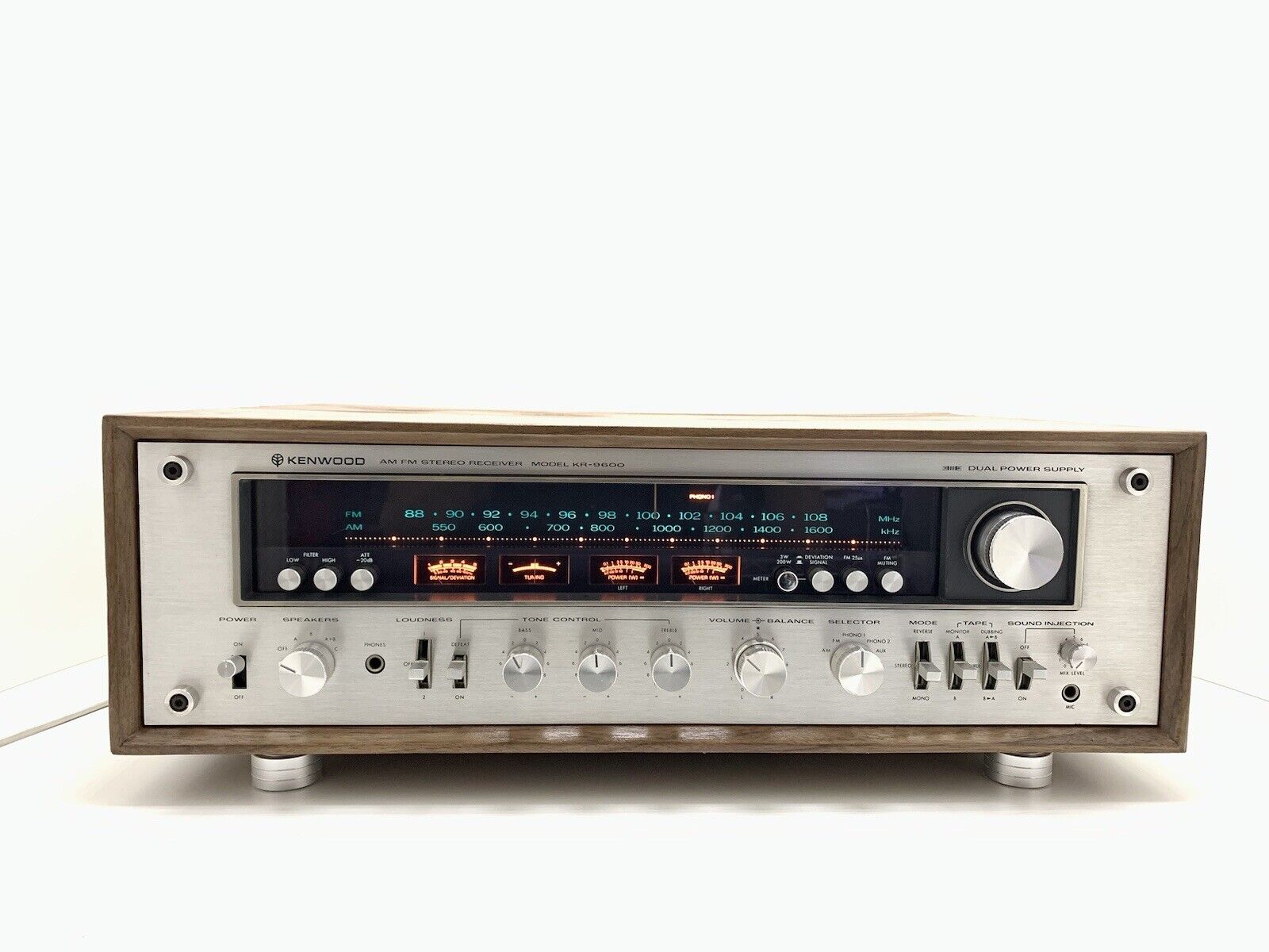 KENWOOD KR-9600 FM Stereo Receiver 2 X 160 Watts RMS Vintage 1976 WORK Good Look