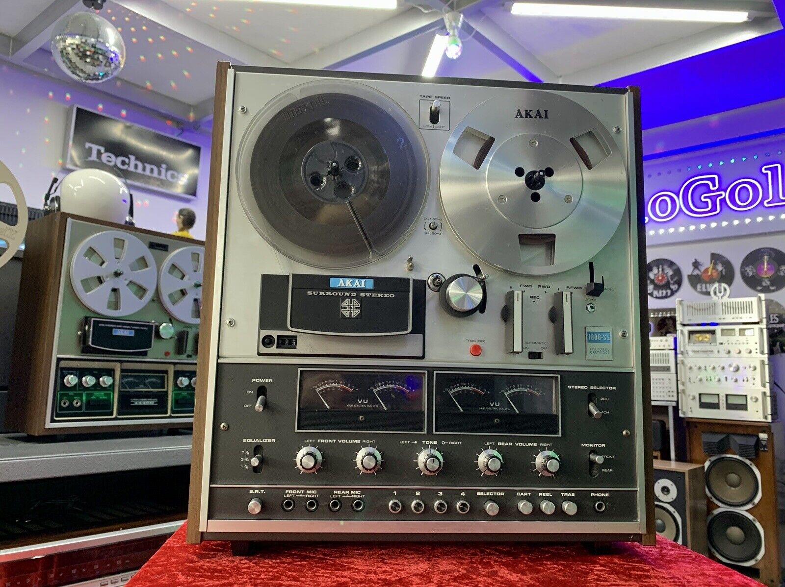 AKAI 1800SS Reel to Reel + 8 Track 4 Channel 7" Tape Vintage 1972 WORK Good Look