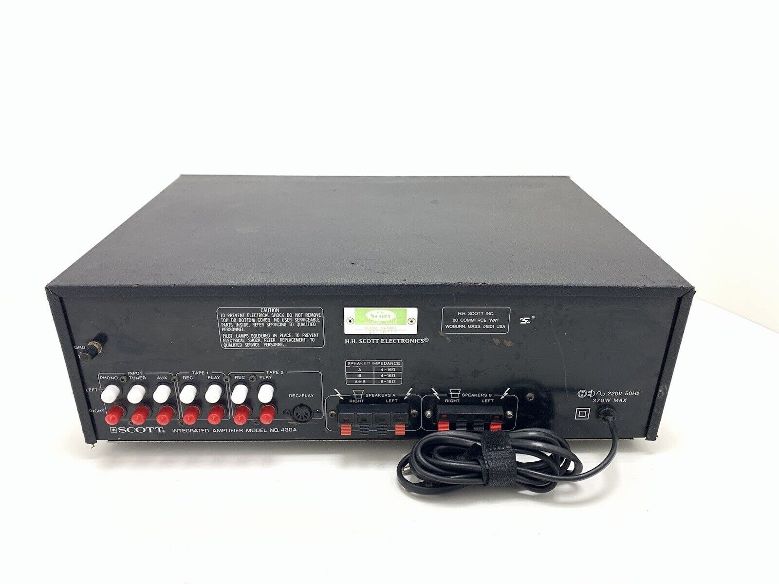 HH SCOTT 430A STEREO INTEGRATED AMPLIFIER 2 X 45W RMS Vintage 1979 WORK GoodLook