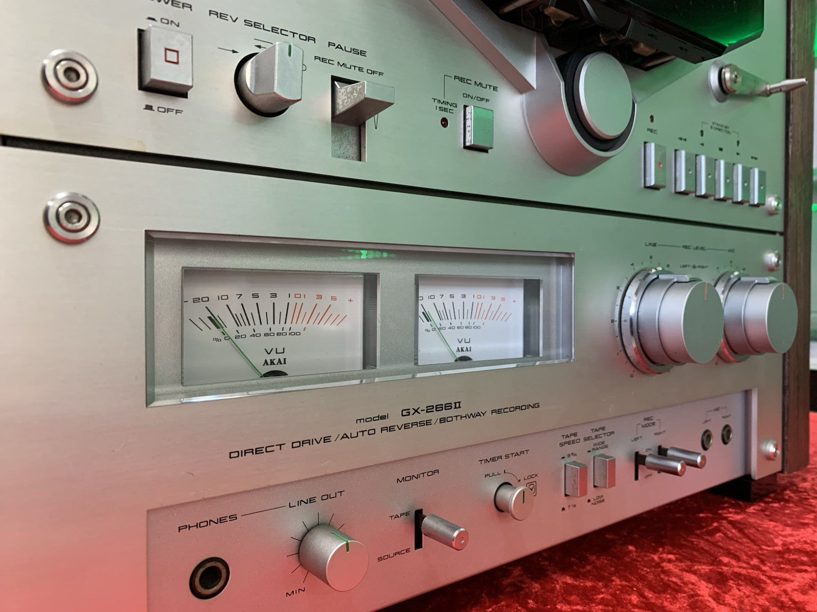 AKAI GX 266 II Open Reel Tape 4 Track 6 Heads Vintage Auto Reverse WORK GoodLook