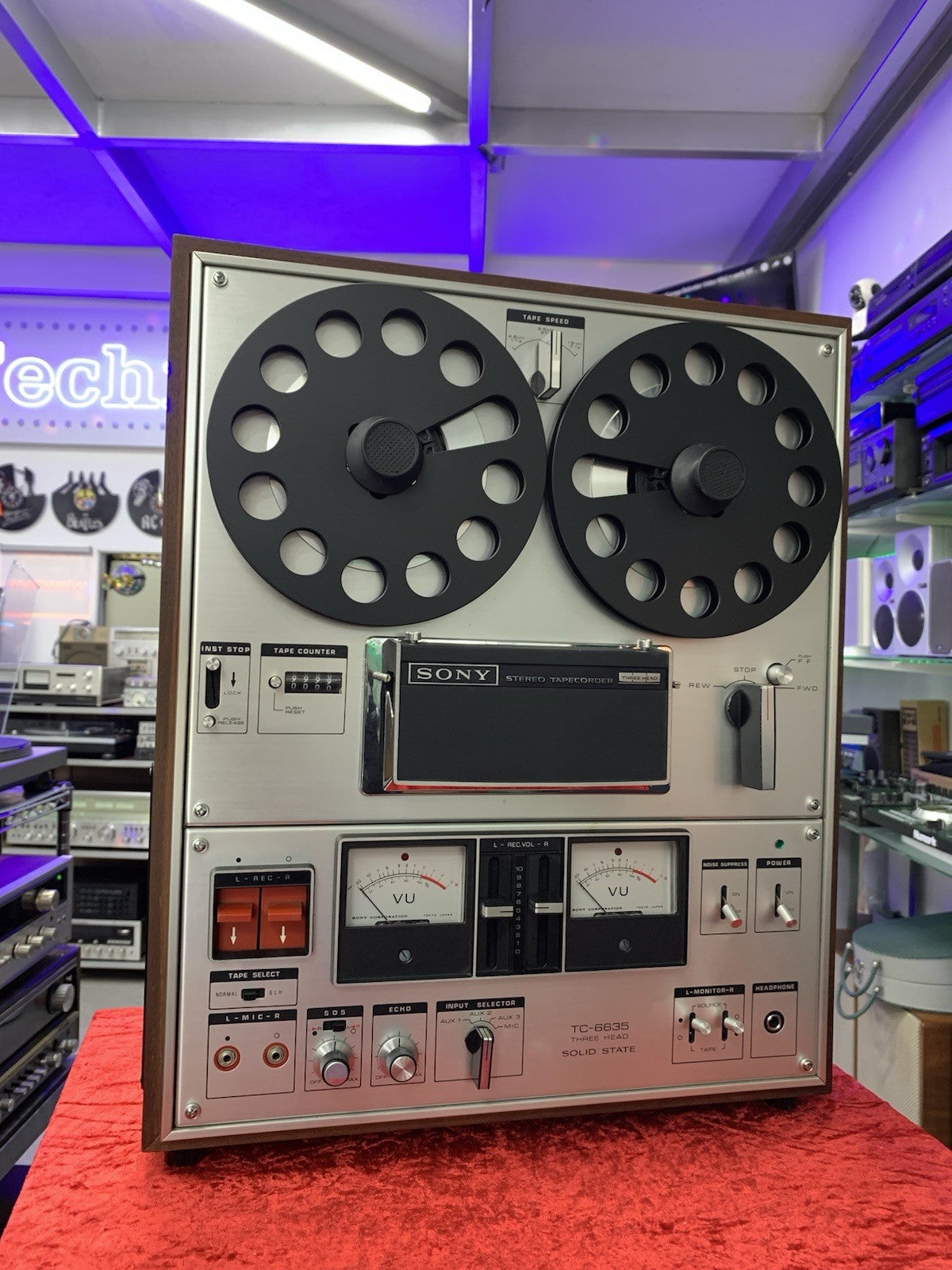SONY TC 6635 Reel to Reel 4 Track 7" Tape 3 Head Vintage WORK Perfect Good Look